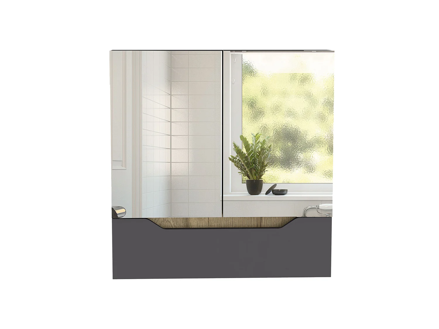 Salle de bain Laurent Wall Cabinet, avec deux portes et étagères internes, 62 cm à x 60 cm le x 15 cm P, plomb / dune