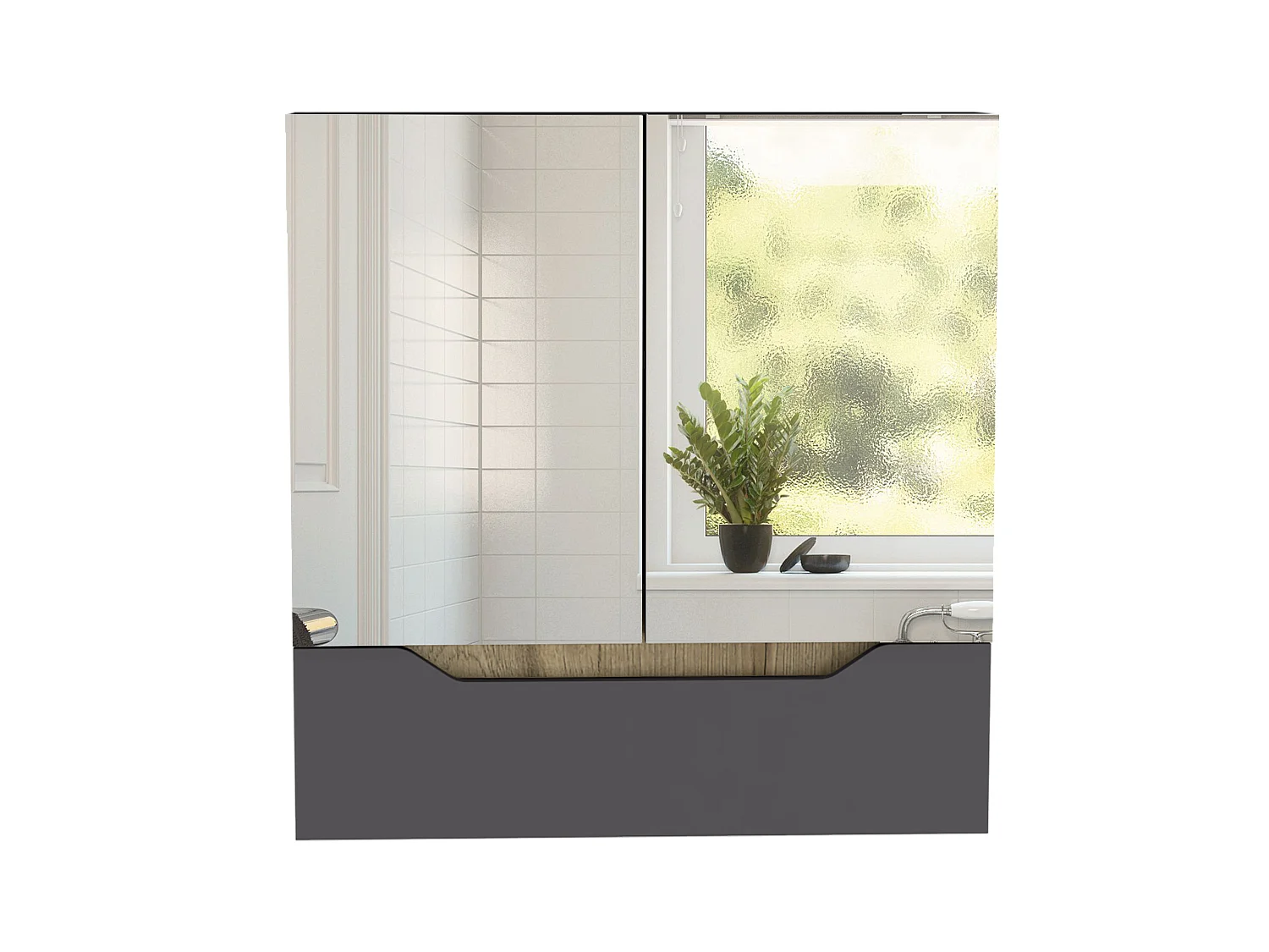 Salle de bain Laurent Wall Cabinet, avec deux portes et étagères internes, 62 cm à x 60 cm le x 15 cm P, plomb / dune