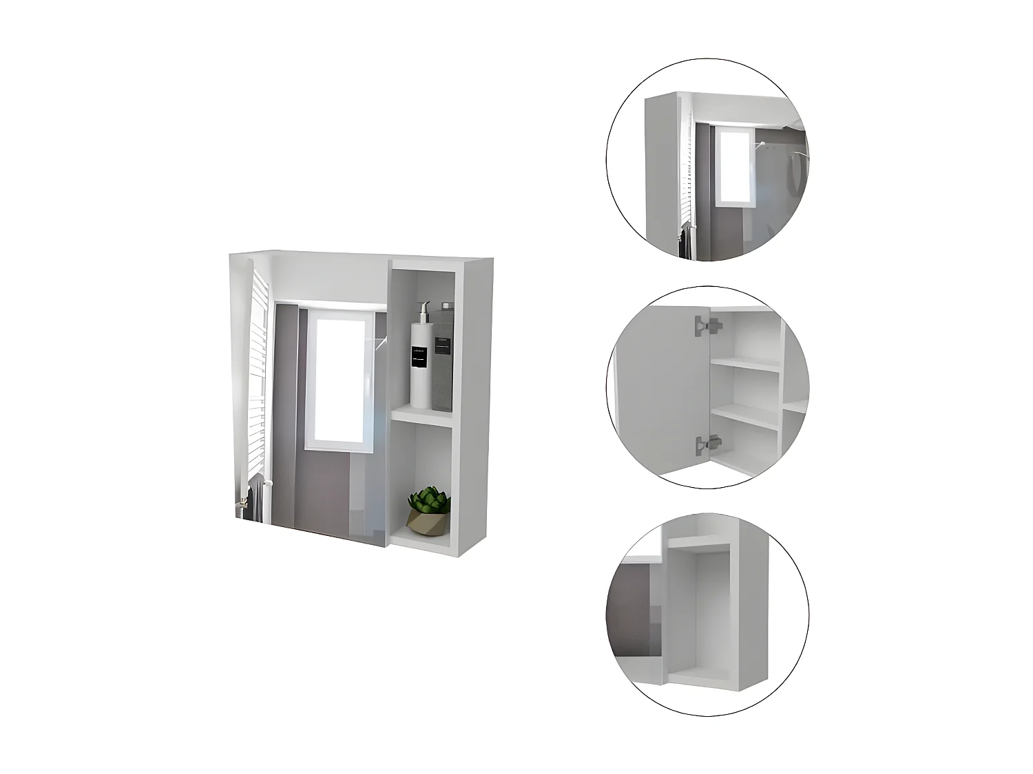 Pensile da bagno Labelle, con specchio 160 cm L X 20,3 cm H X 62,4 cm P Bianco