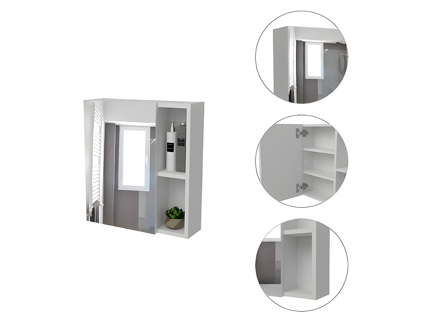 Mueble de Pared de Baño Labelle, con espejo 160CM A X 20.3CM AN X 62.4CM L Blanco