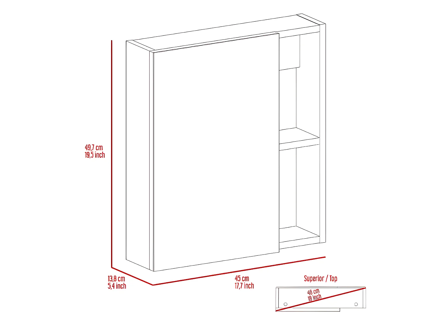 Mueble de Pared de Baño Labelle, con espejo 160CM A X 20.3CM AN X 62.4CM L Blanco
