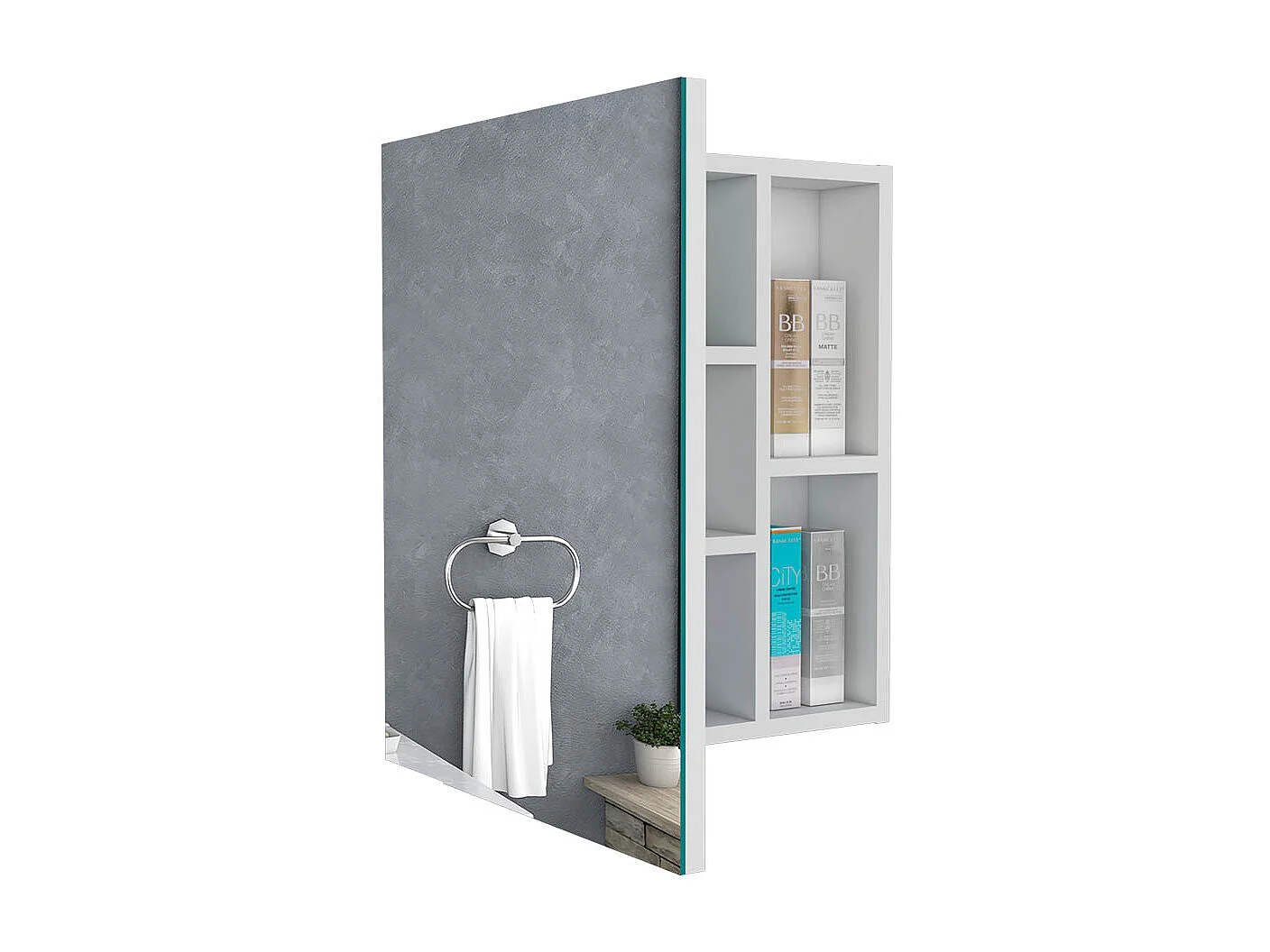 Armoire murale Labelle pour salle de bain, avec miroir et étagères résistantes, 45 cm L x 13,8 cm P x 49,7 cm A, blanc