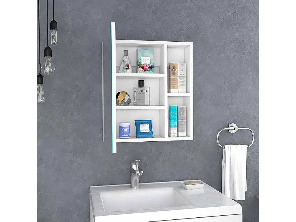 Armoire murale Labelle pour salle de bain, avec miroir et étagères résistantes, 45 cm L x 13,8 cm P x 49,7 cm A, blanc