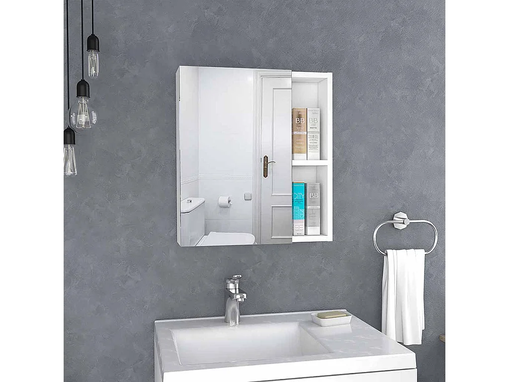Armoire murale Labelle pour salle de bain, avec miroir et étagères résistantes, 45 cm L x 13,8 cm P x 49,7 cm A, blanc
