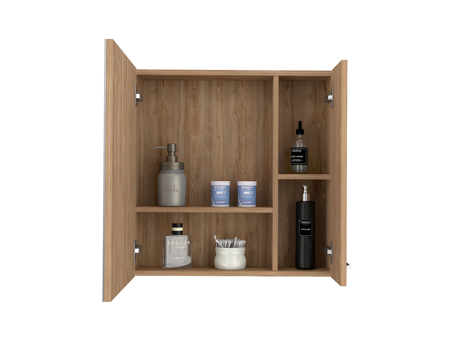 Salle de bain avec miroir Barcelone. Avec quatre étagères internes. 23,6 cm à x 23,6 cm L x 5,8 cm P. Honey