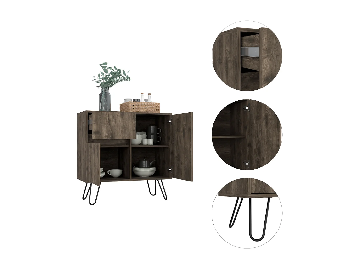 Aparador de salón Z80 Andora, con gabinete 80CM A X 80CM An X 35CM P Bellota