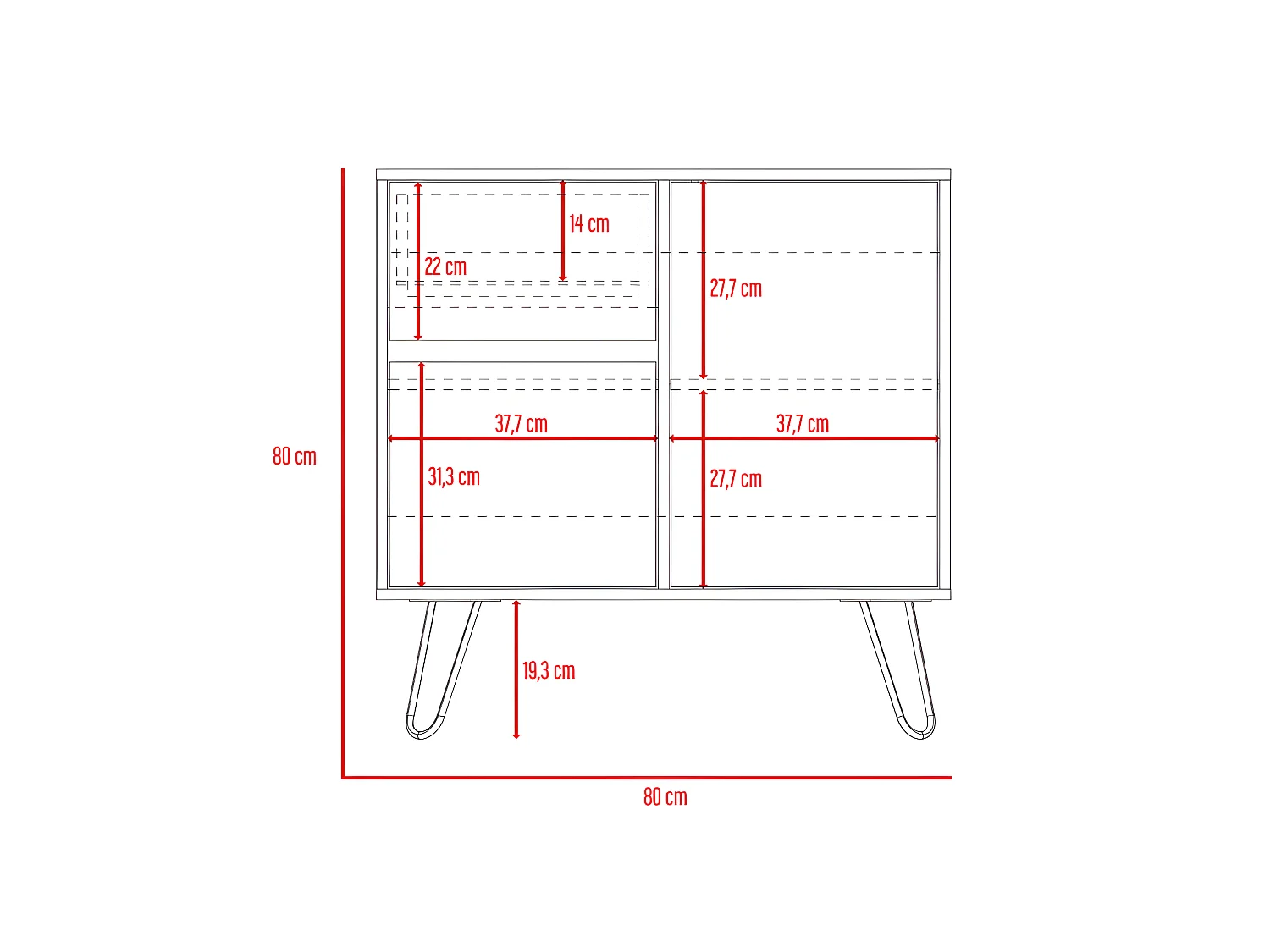 Z80 Andora credenza da soggiorno, con mobile 80CM L X 80CM P X 35CM L X 35CM P Ghianda