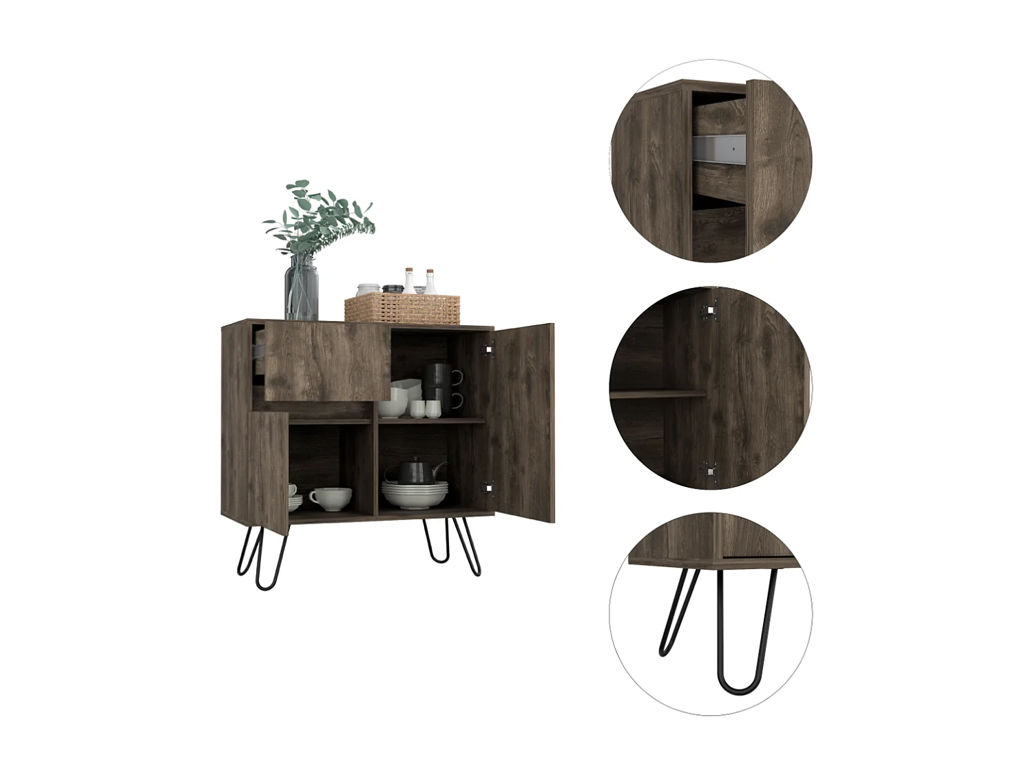 Z80 Andora credenza da soggiorno, con mobile 80CM L X 80CM P X 35CM L X 35CM P Ghianda