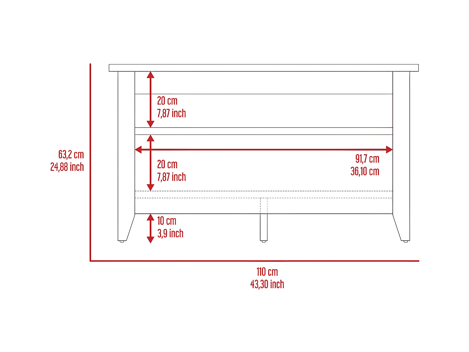 Confortable avec les étagères Missuri 43 cm L x 17,7 cm P x 25cm