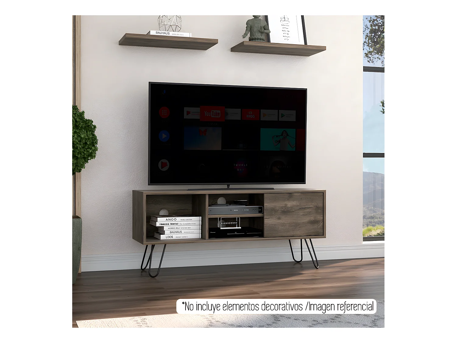 Cabinet télévisé Z115 Andorra avec une capacité de télévision de 50 pouces, de 50 cm à x 115 cm le x 35 cm P, Le noyer
