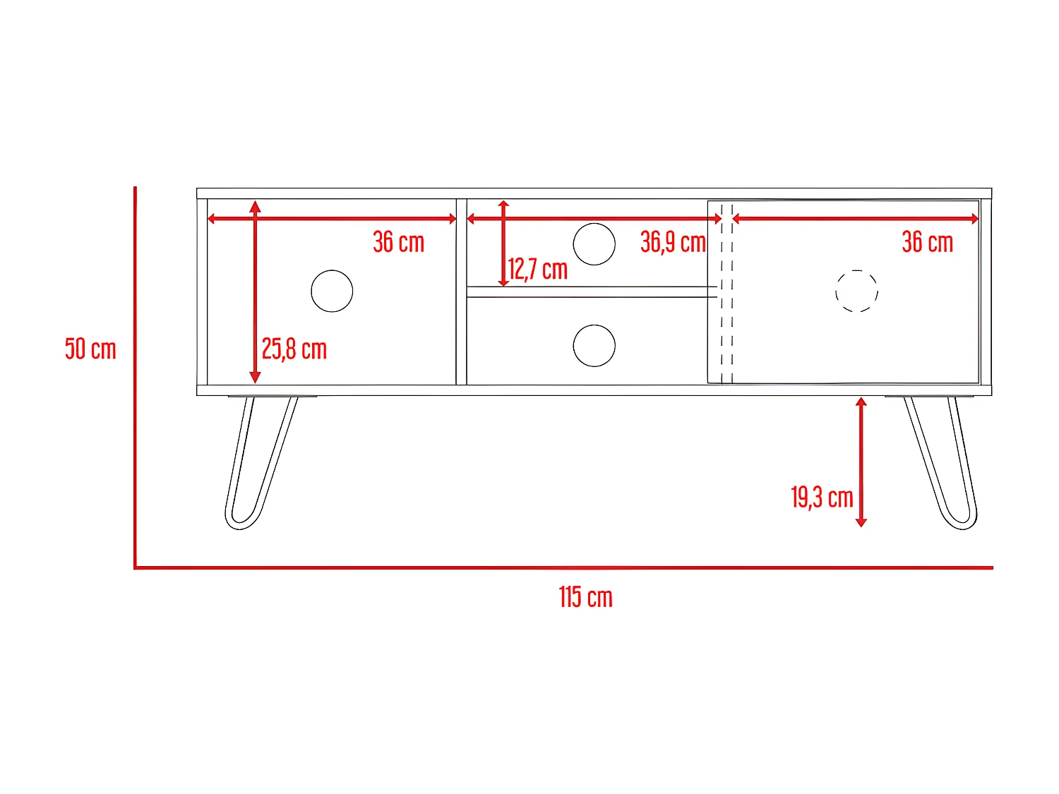 Mueble para Televisor Z 115 Andorra, con capacidad para 50" 50CM A X 115CM An X 35CM P Bellota