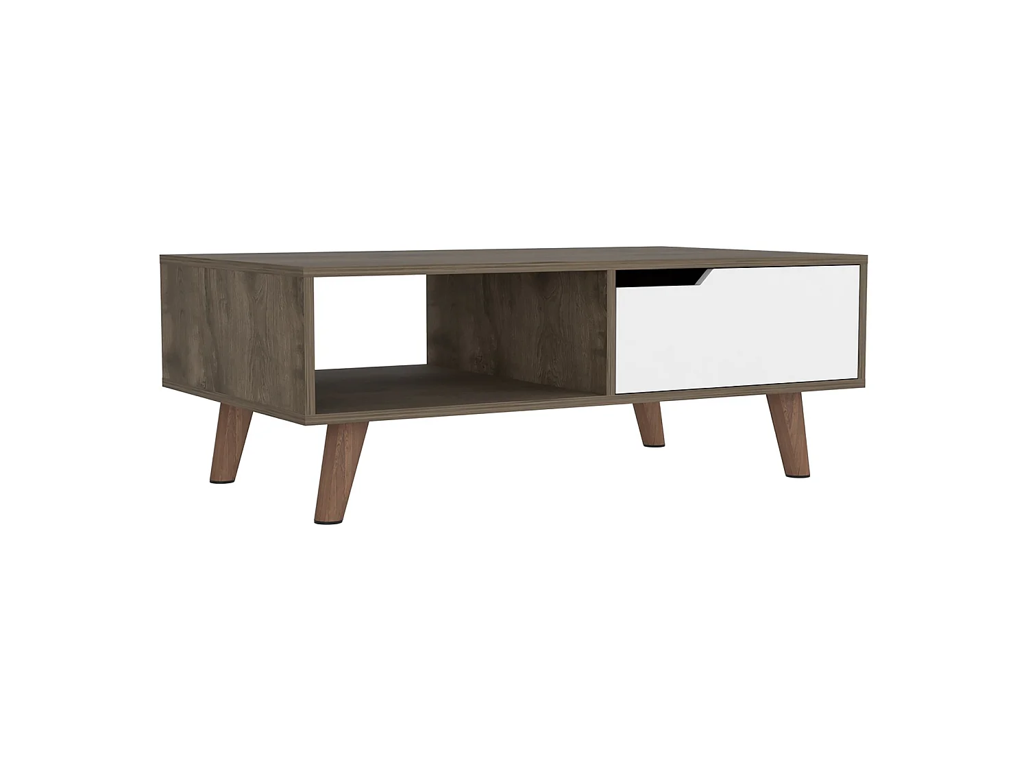 TUHOME CONCEPT Mesa de centro Oslo de 101 cm, carvalho escuro e branco