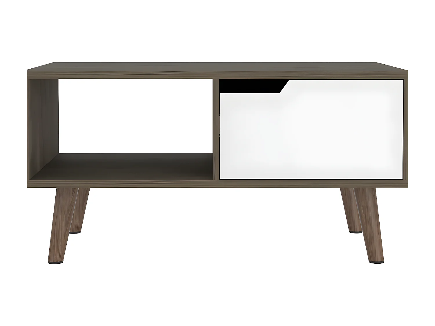 Table centrale Oslo avec 2 niveaux de stockage, 37 cm à x 60 cm P x 100,6 cm et acorn / blanc