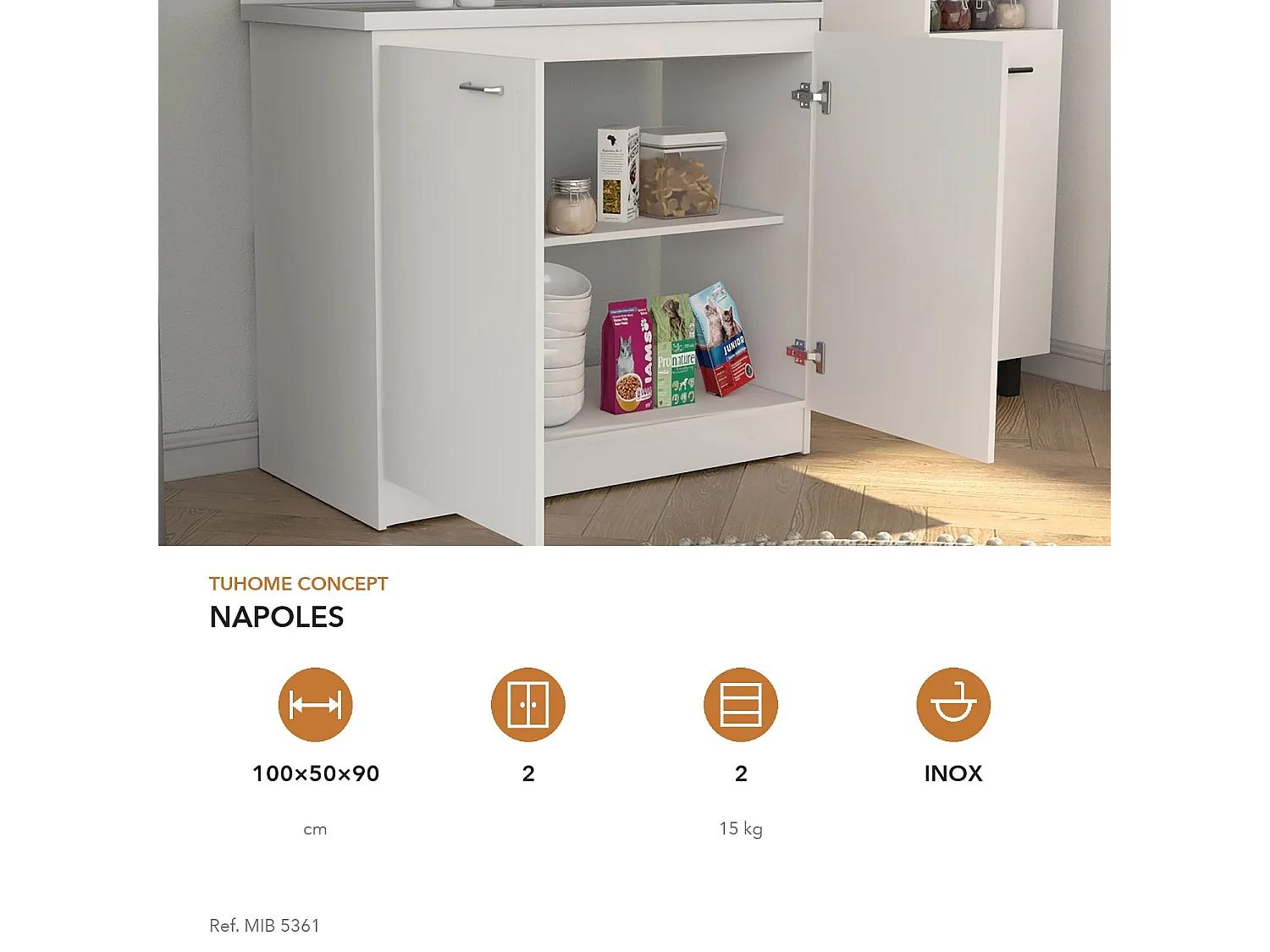 TUHOME CONCEPT Meuble évier Napoles de 100 cm, blanc