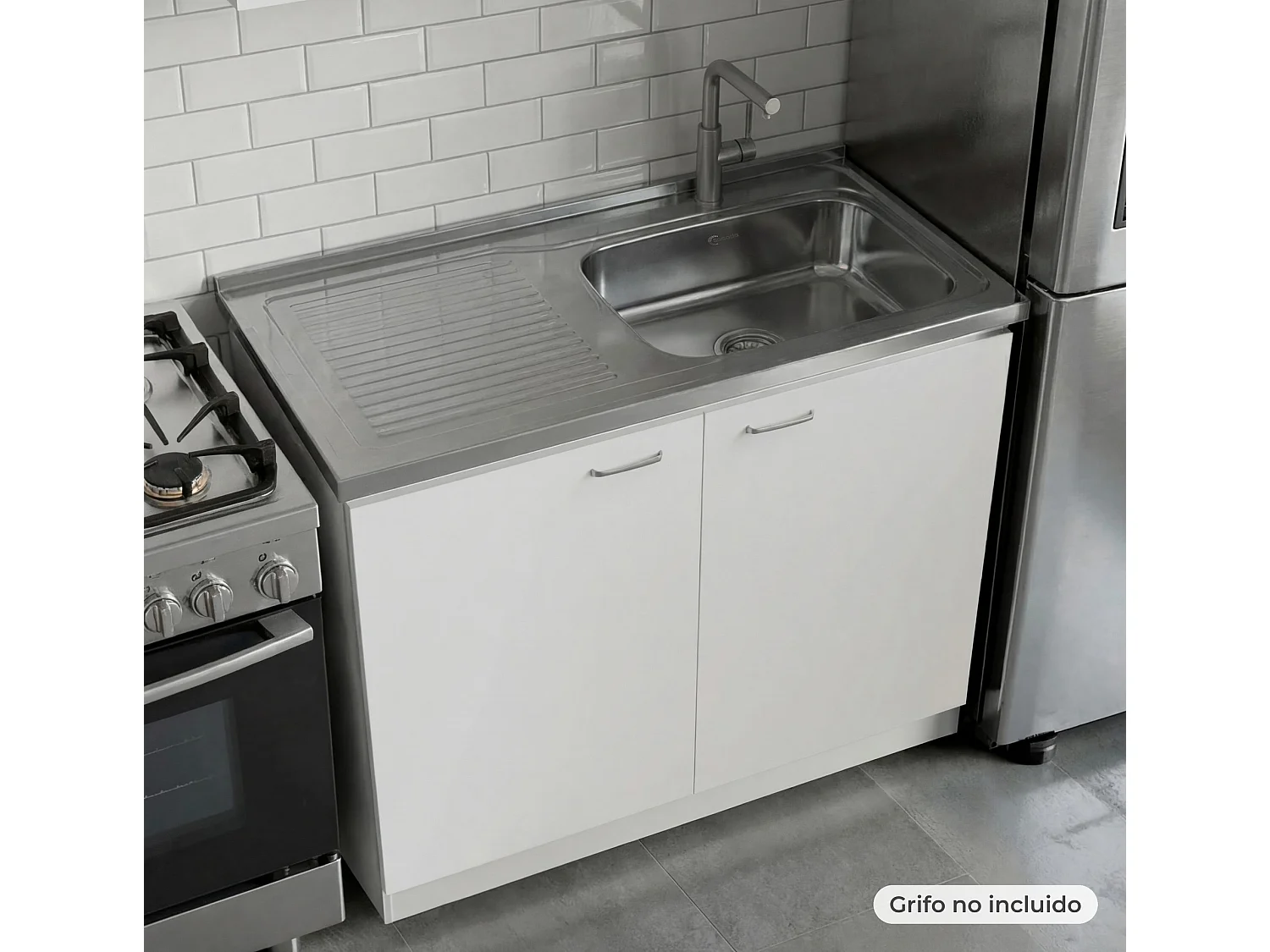 TUHOME CONCEPT Meuble évier Napoles de 100 cm, blanc