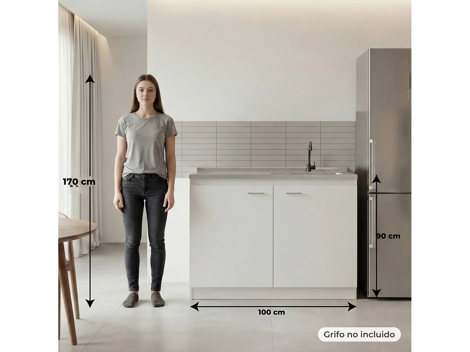 TUHOME CONCEPT Meuble évier Napoles de 100 cm, blanc
