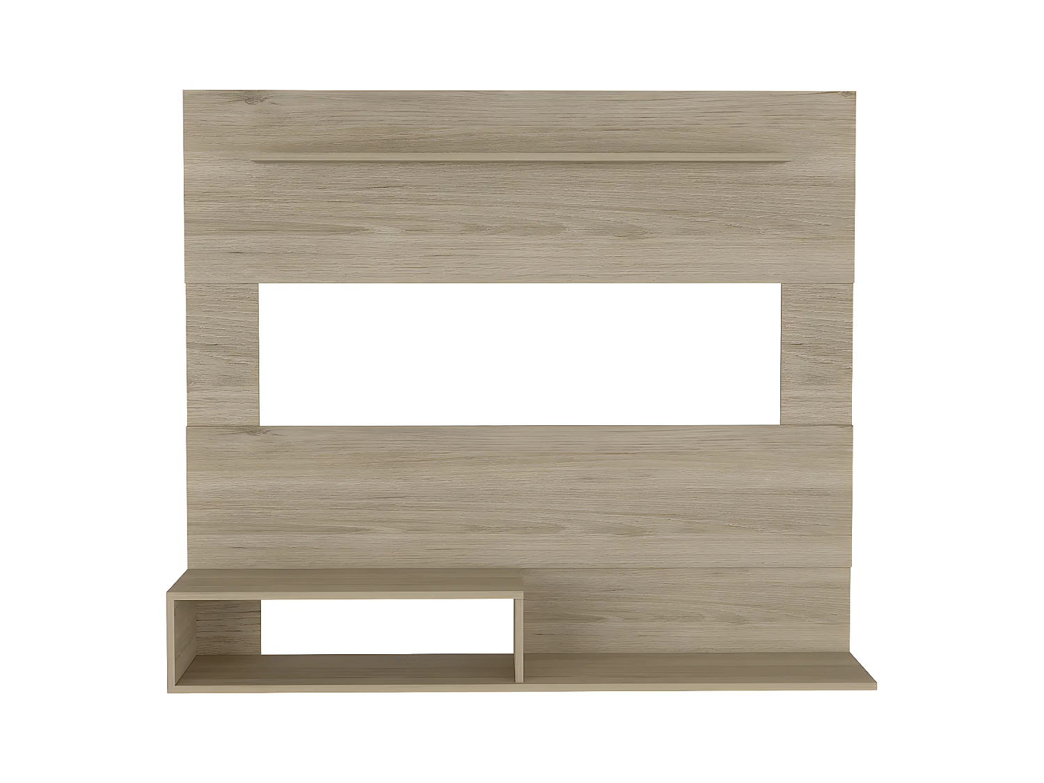 Panneau de divertissement mural de Pékin avec étagère supérieure, 120 cm à x 31,5 cm P x 140 cm et miel