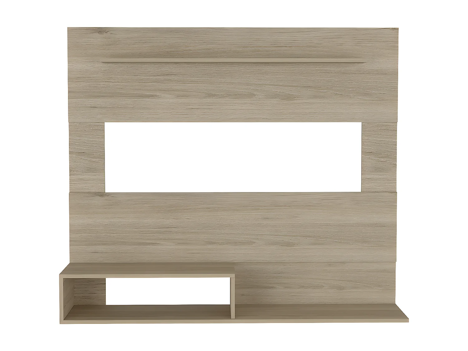 Panneau de divertissement mural de Pékin avec étagère supérieure, 120 cm à x 31,5 cm P x 140 cm et miel