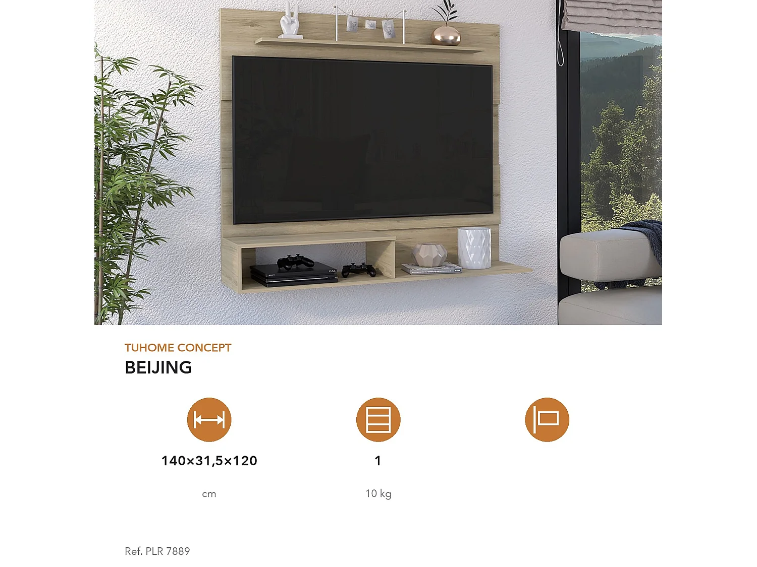 TUHOME CONCEPT Móvel de TV suspenso Beijing de 140 cm, carvalho claro