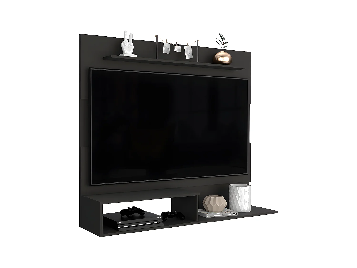 Panel de Entretenimiento de Pared Beijing, con estante superior 120CM A X 140CM An X 31.5CM P Wengue