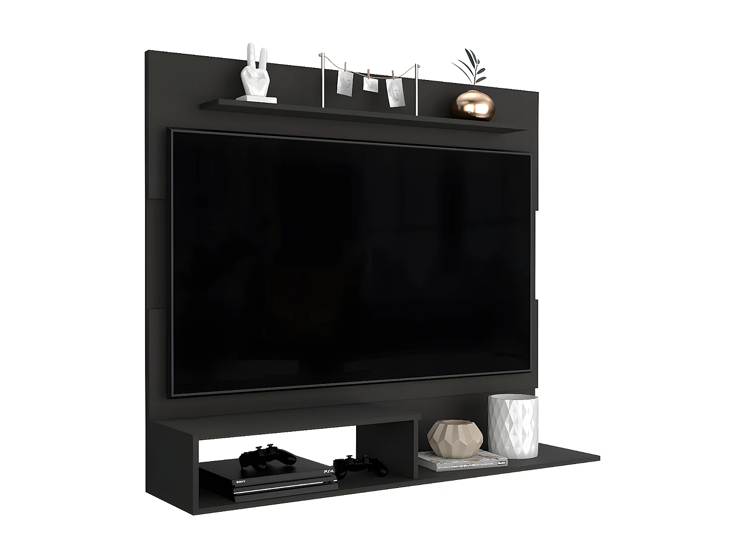 Panel de Entretenimiento de Pared Beijing, con estante superior 120CM A X 140CM An X 31.5CM P Wengue