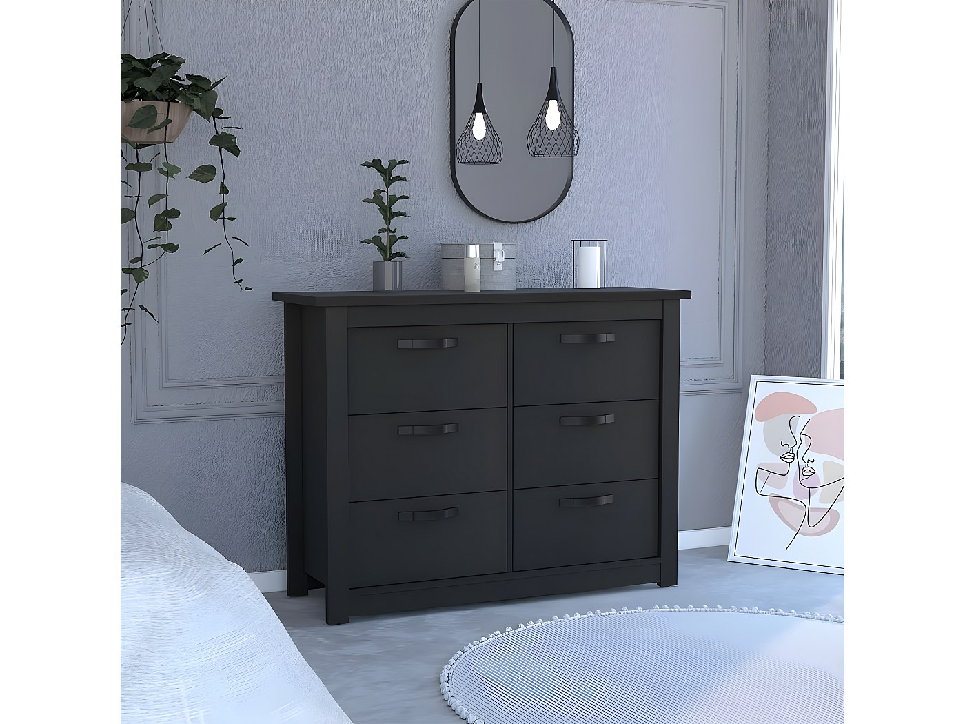 Cassettiera 4 Cassetti Vida Designs - Nero, 72x75x36cm, Maniglie Metallo, Guide Scorvoloi - Foto 6