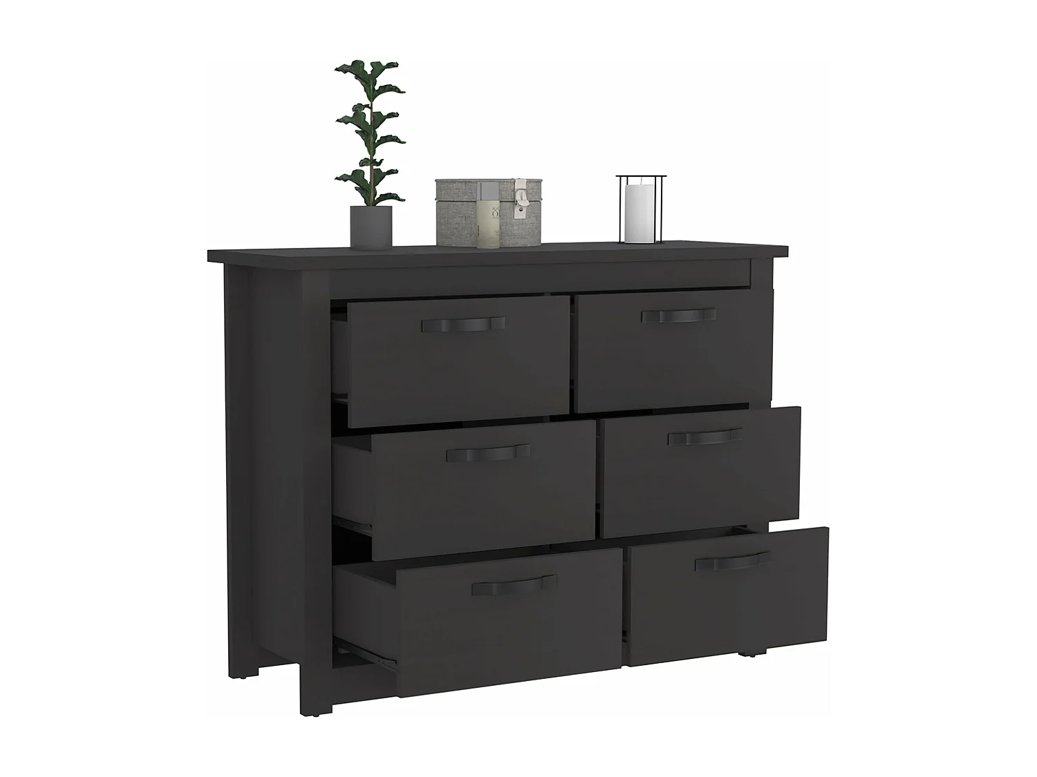 Cassettiera Becca a 6 cassetti, con maniglie in metallo 120CM L X 40,7CM P X 91,7CM L X 91,7CM H Nero