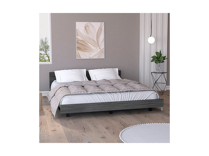 Cadre de lit Queen Kaia, 51,6 cm à x 212,5 cm P x 160 cm L, gris