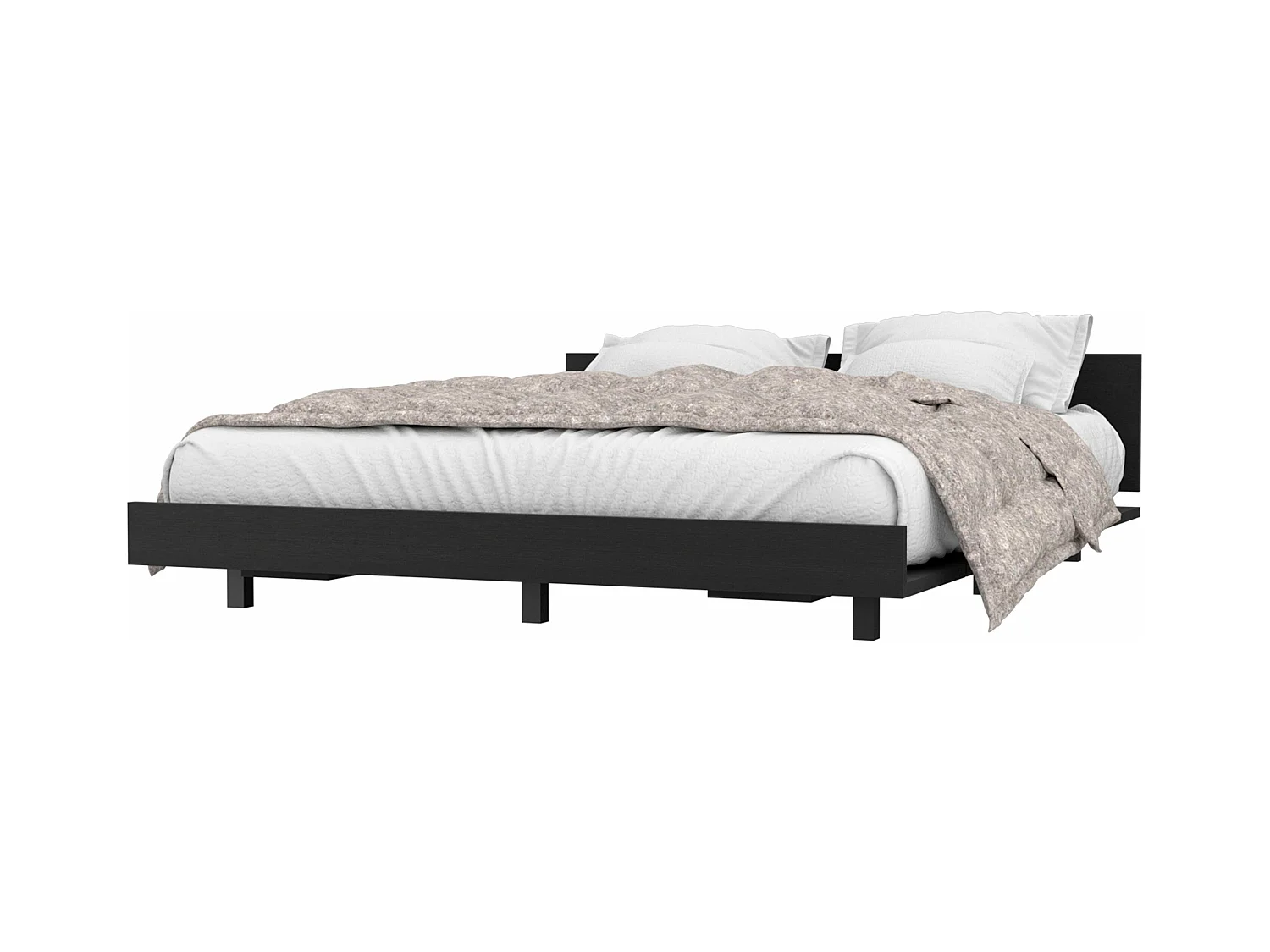 Cadre de lit Queen Kaia, 51,6 cm à x 212,5 cm P x 160 cm L, noir