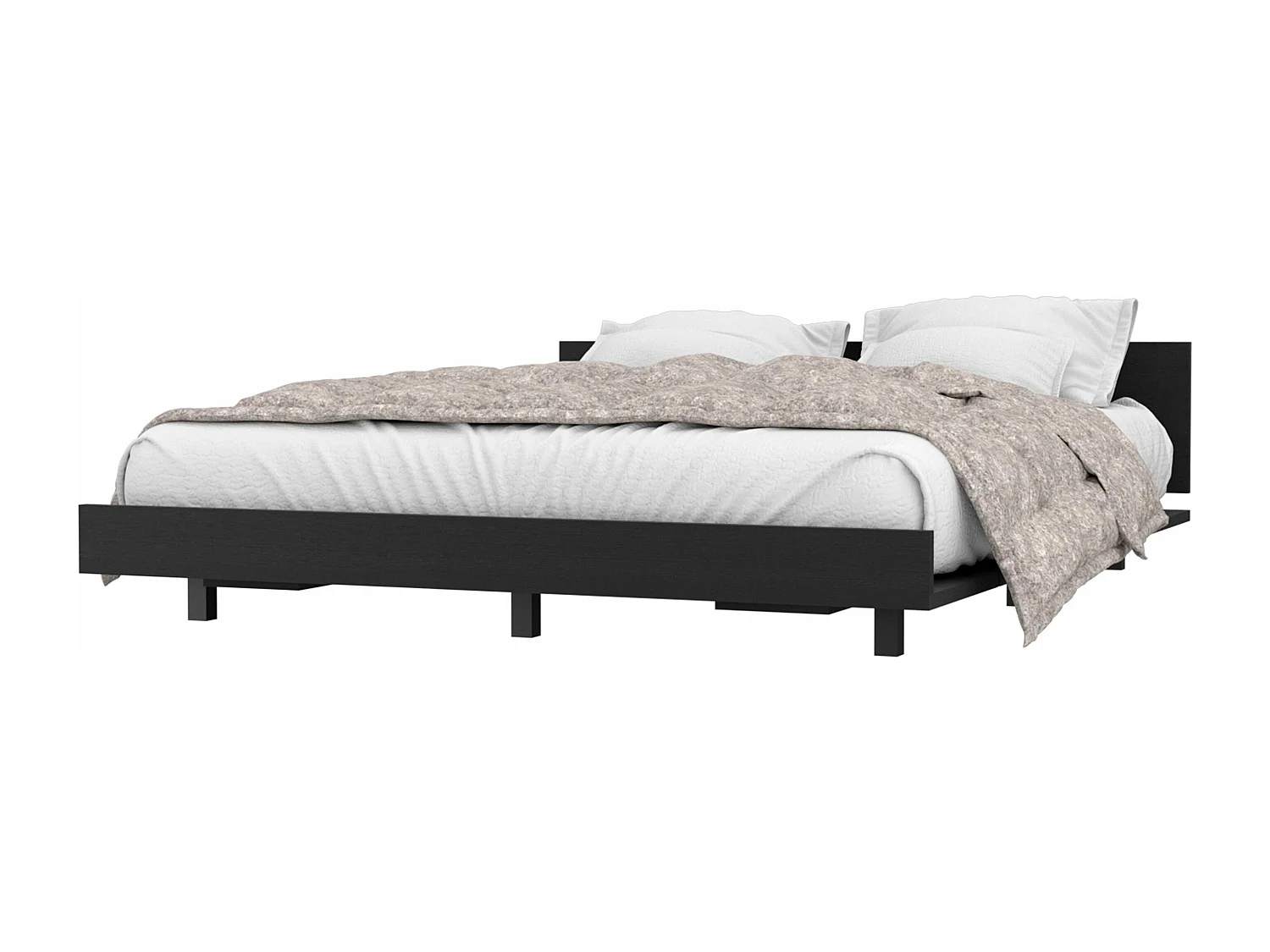 Base per letto matrimoniale Kaia, con struttura 51,6 cm L X 212,5 cm P X 160 cm L Nero