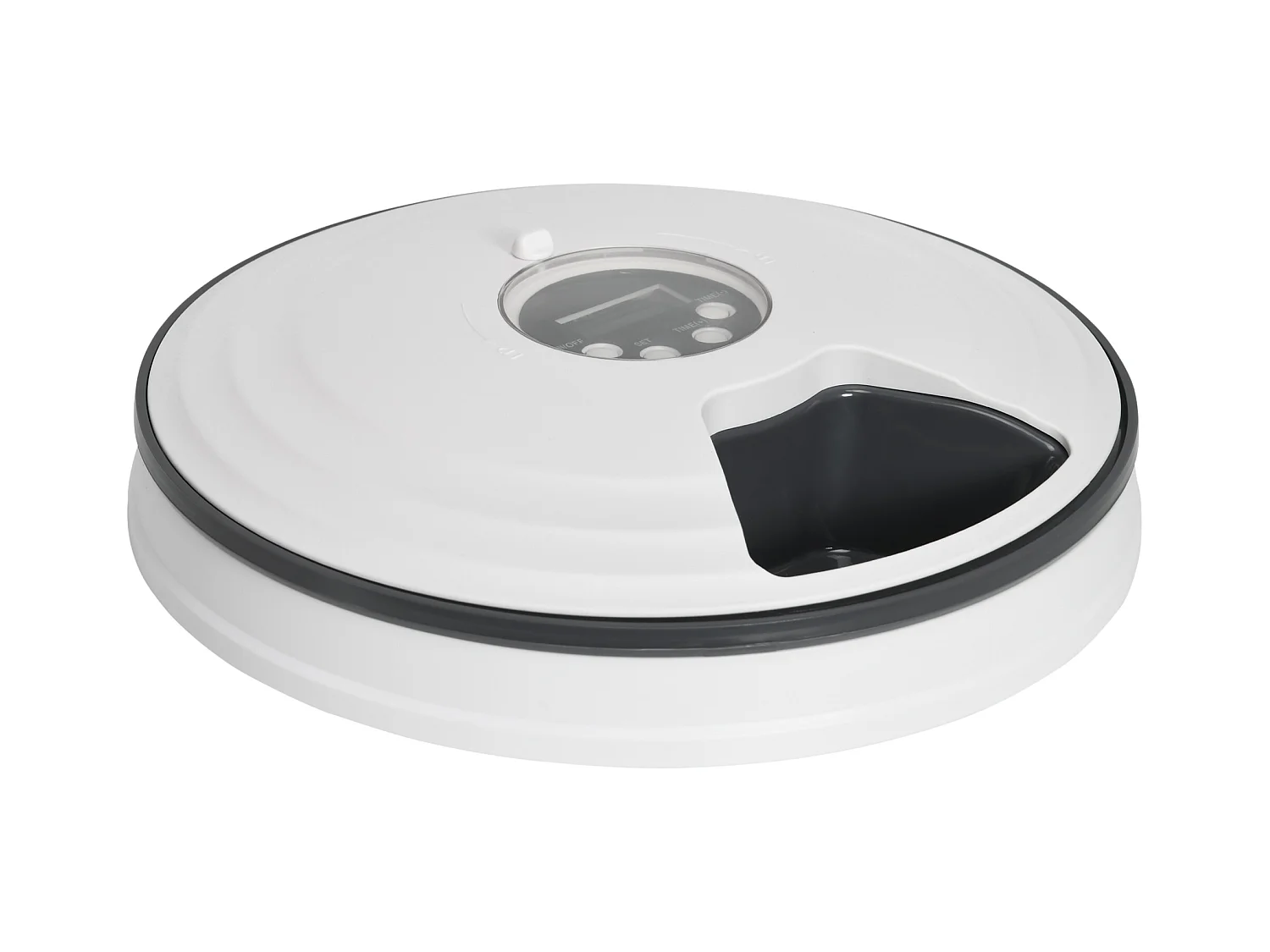 Distributeur de nourriture chat chien - distributeur automatique programmable - 6 compartiments - écran LED - fonction musicale intégrée - ABS gris blanc