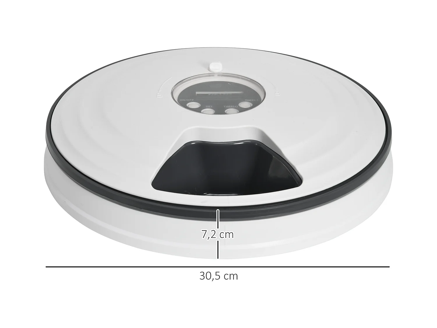 Distributeur de nourriture chat chien - distributeur automatique programmable - 6 compartiments - écran LED - fonction musicale intégrée - ABS gris blanc