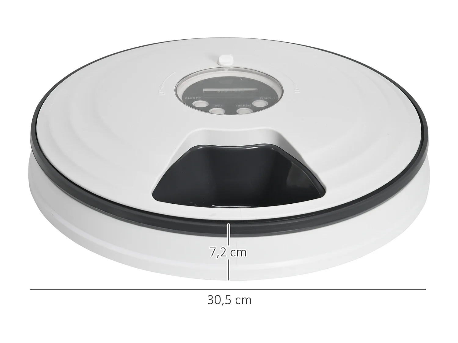 Distributeur de nourriture chat chien - distributeur automatique programmable - 6 compartiments - écran LED - fonction musicale intégrée - ABS gris blanc