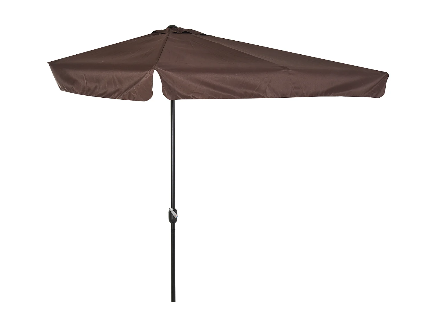 Demi parasol - parasol de balcon 5 entretoises métal dim. 2,3L x 1,3l x 2,49H m polyester haute densité chocolat