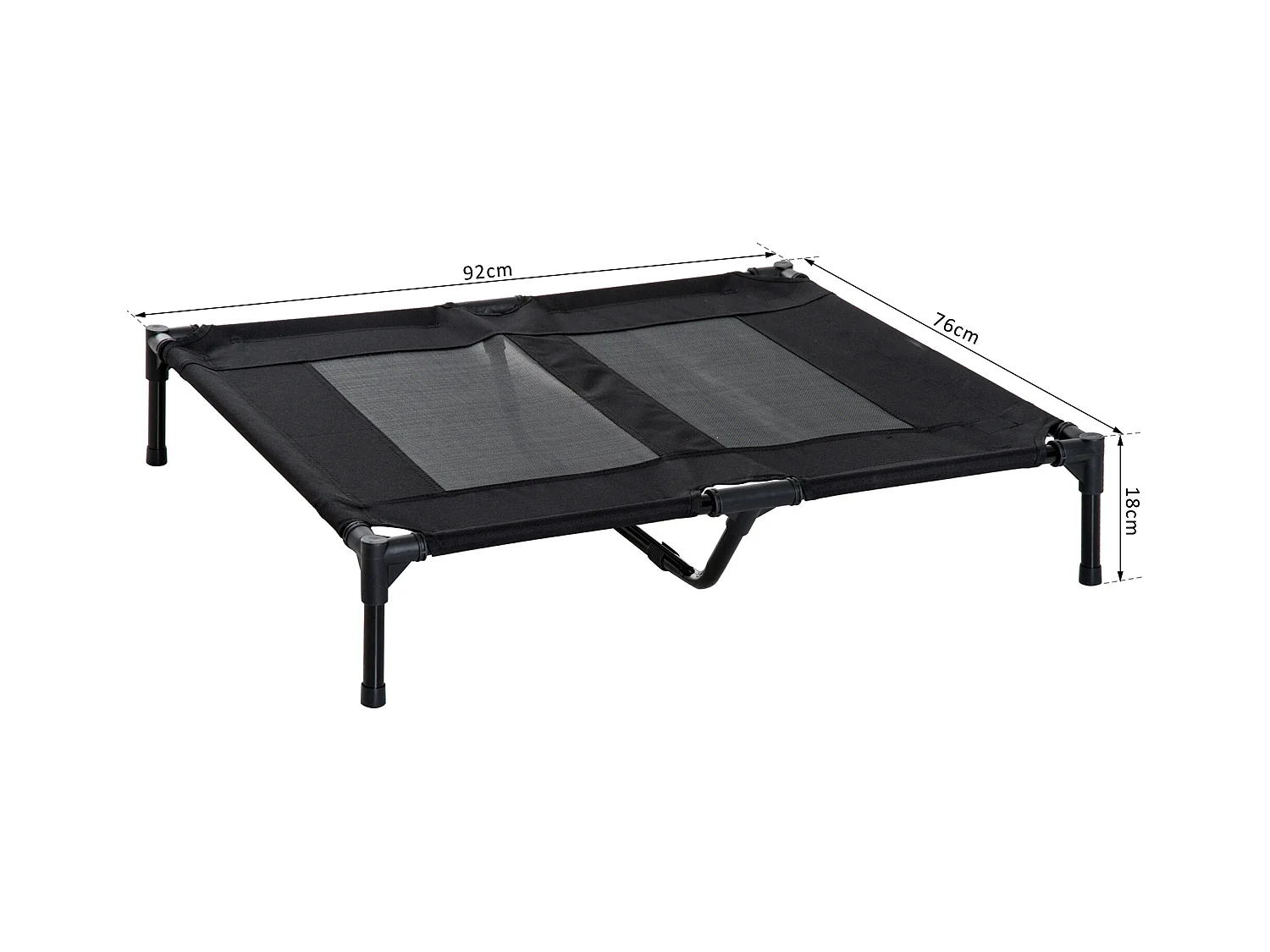 Lit sur pieds pour chien chat lit de camp animal lit surélevé Oxford textilène micro-perforé dim. 92L x 76l x 18H cm noir
