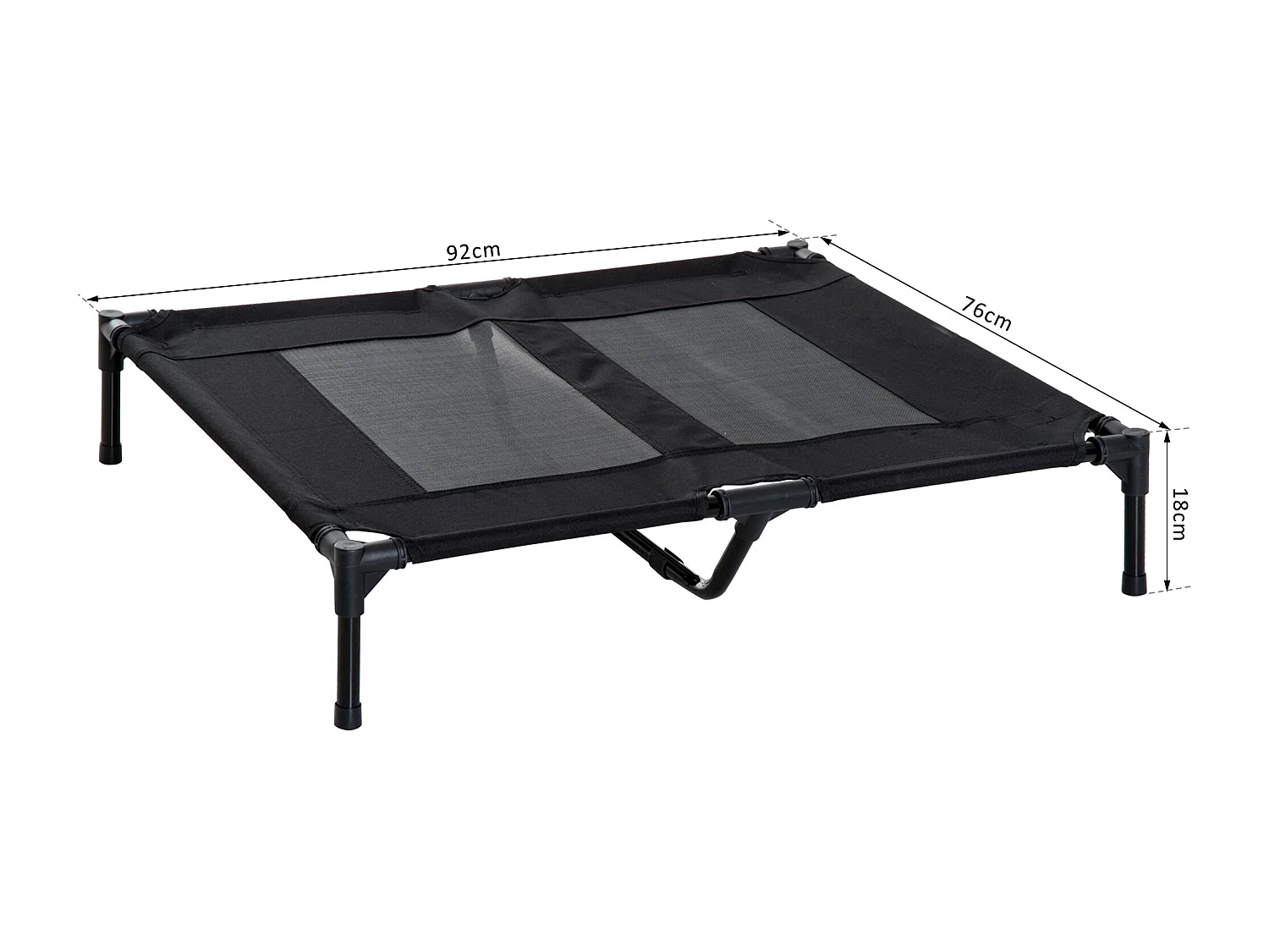 Lit sur pieds pour chien chat lit de camp animal lit surélevé Oxford textilène micro-perforé dim. 92L x 76l x 18H cm noir