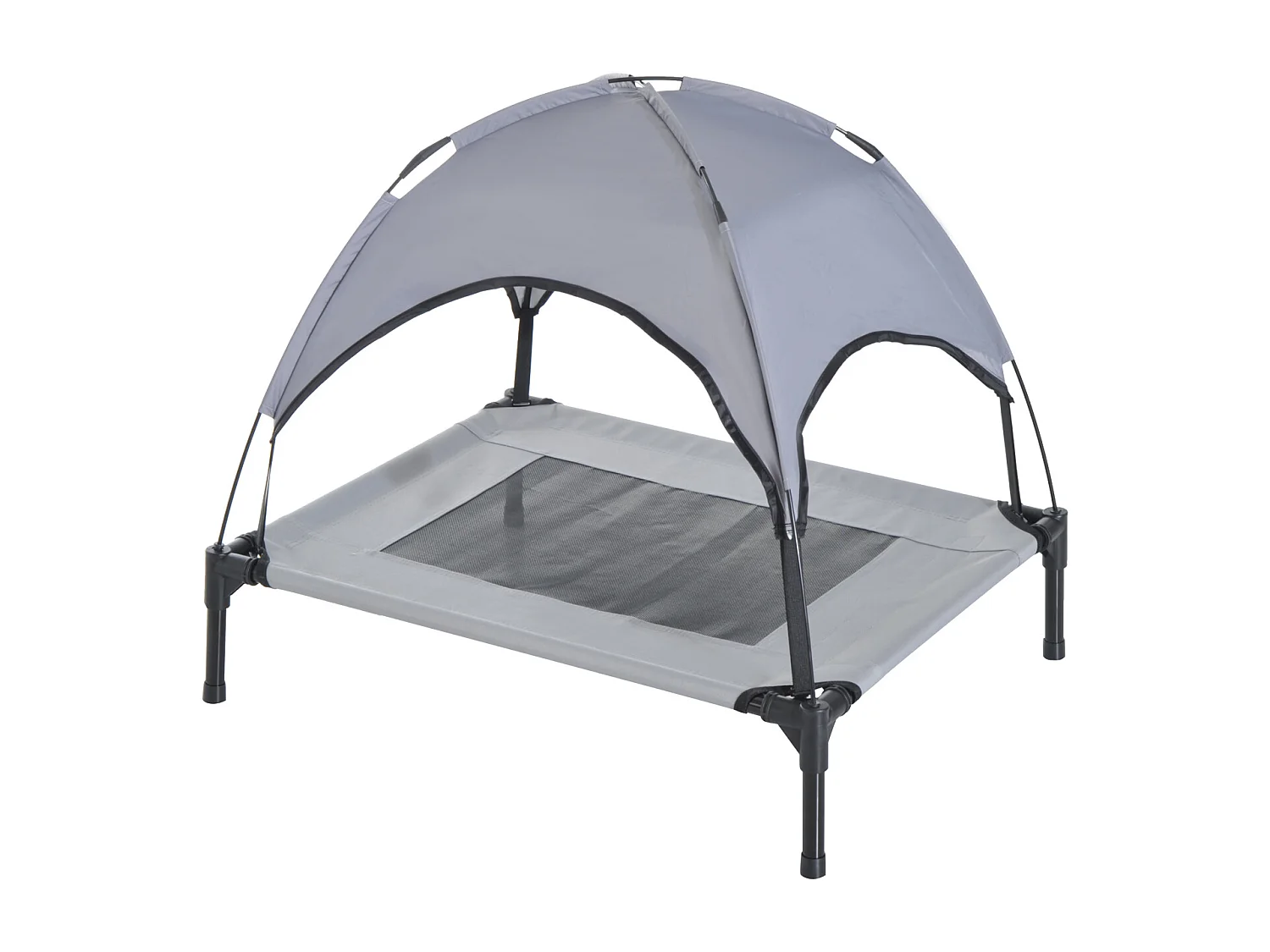 Lit pour chien chat ur pied lit de camp lit urélevé rafraîchiant velum anti-UV Oxford micro-perforé paraol et ac de tranport inclu dim. 61L x 46l x 61H cm gri noir