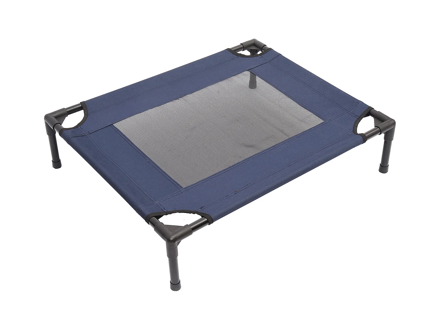 Lit pour chien chat lit de camp grand confort sur pieds tissu oxford textilène micro-perforé 76L x 61l x 18H cm bleu marine noir