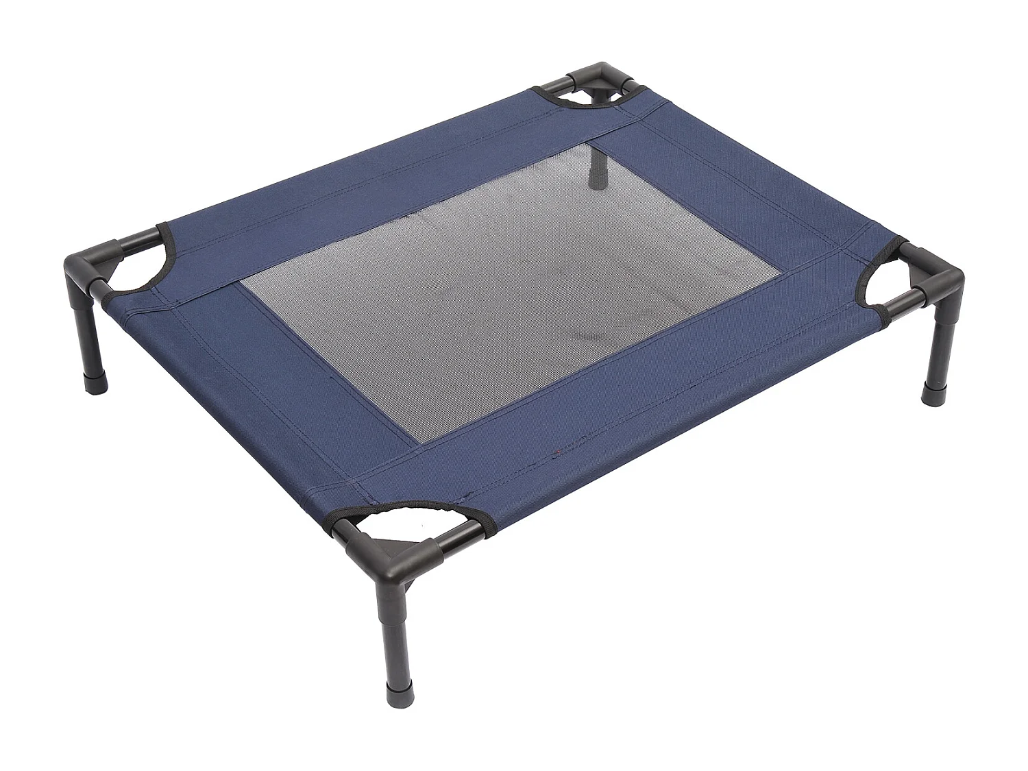 Lit pour chien chat lit de camp grand confort sur pieds tissu oxford textilène micro-perforé 76L x 61l x 18H cm bleu marine noir