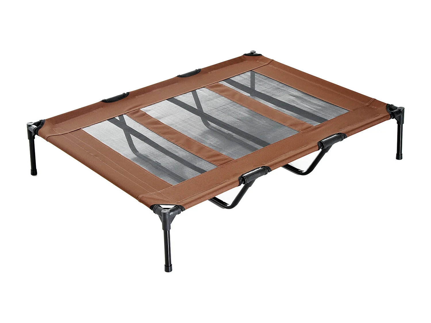 Lit sur pieds XXL pour chien chat lit de camp animal lit surélevé Oxford textilène micro-perforé dim. 122L x 92l x 23H cm marron clair