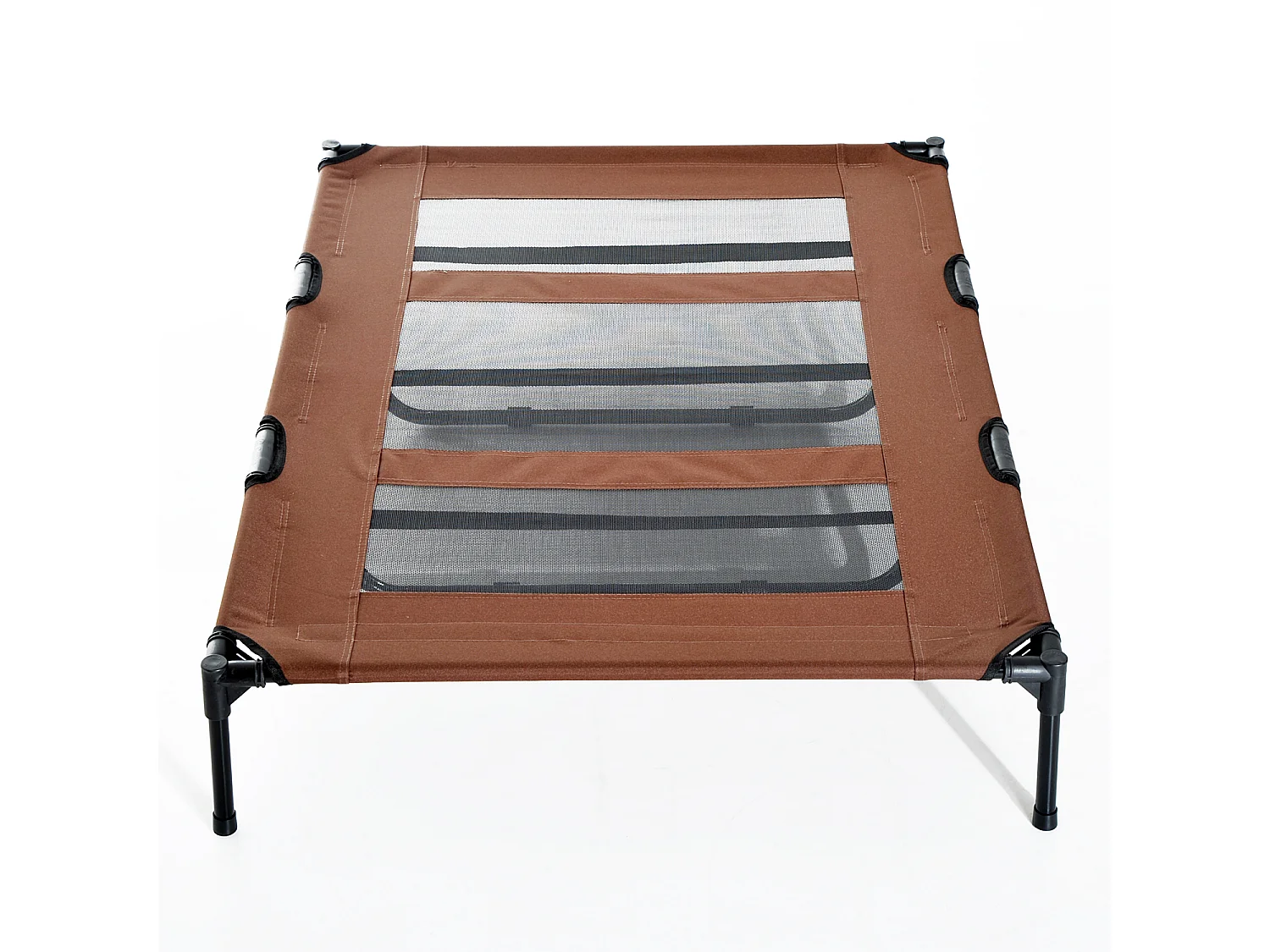 Lit sur pieds XXL pour chien chat lit de camp animal lit surélevé Oxford textilène micro-perforé dim. 122L x 92l x 23H cm marron clair