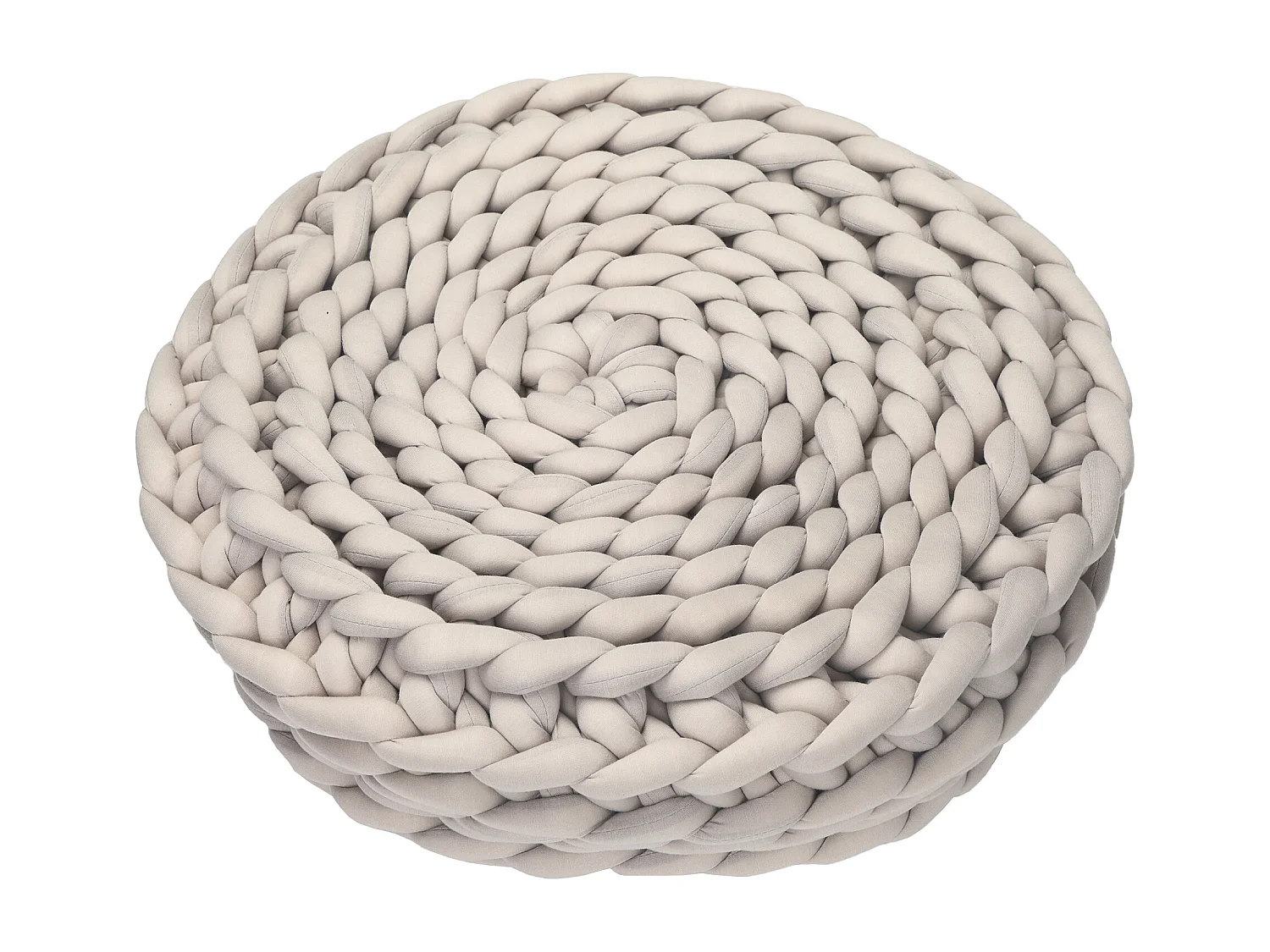 Panier pour chien chat Ø50 x 19H cm effet tressé tricot - coussin amovible et lavable en machine - polyester gris