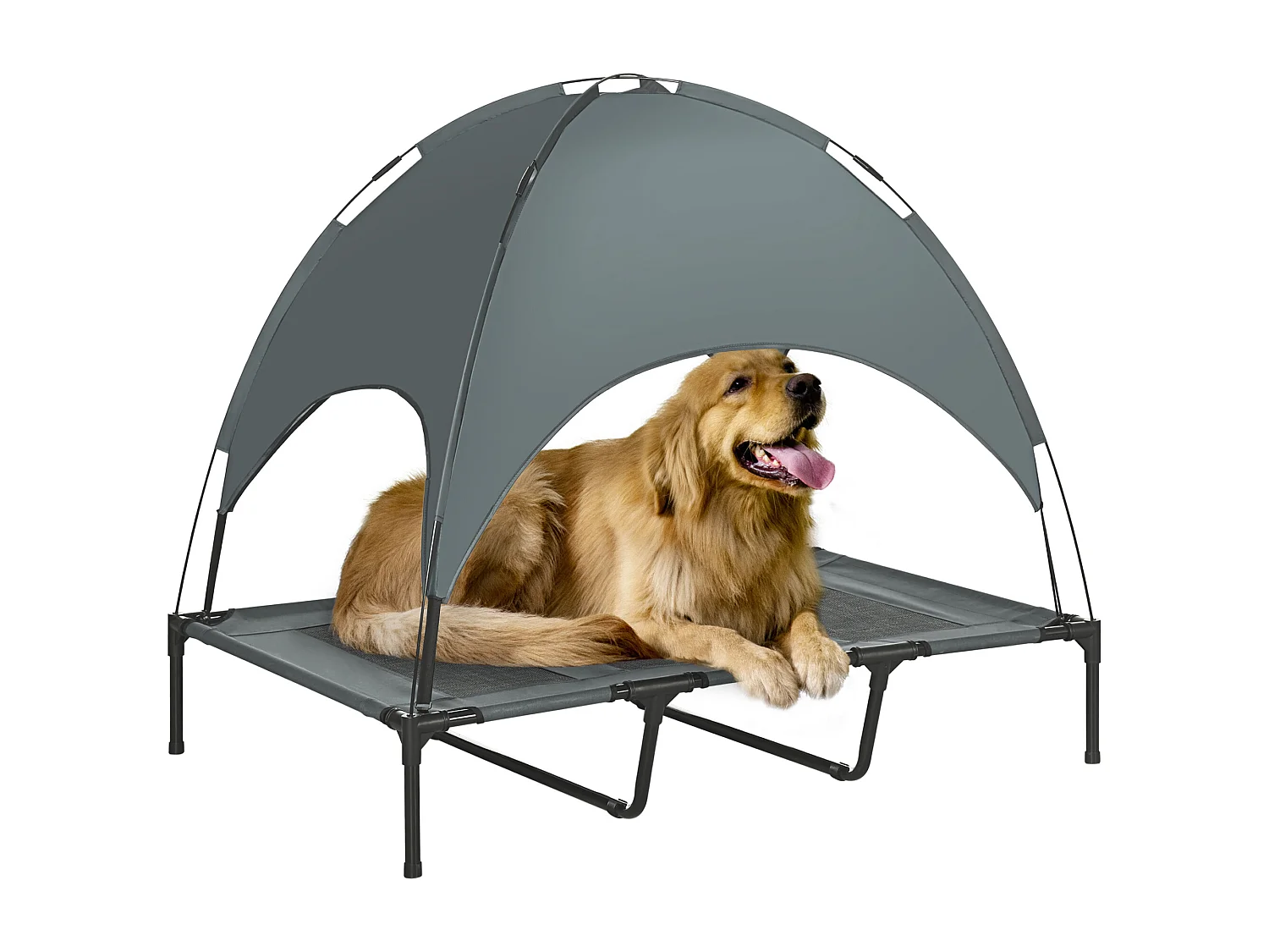 Lit pour chien chat sur pied velum anti-UV tissu Oxford micro-perforé sac transport inclus gris