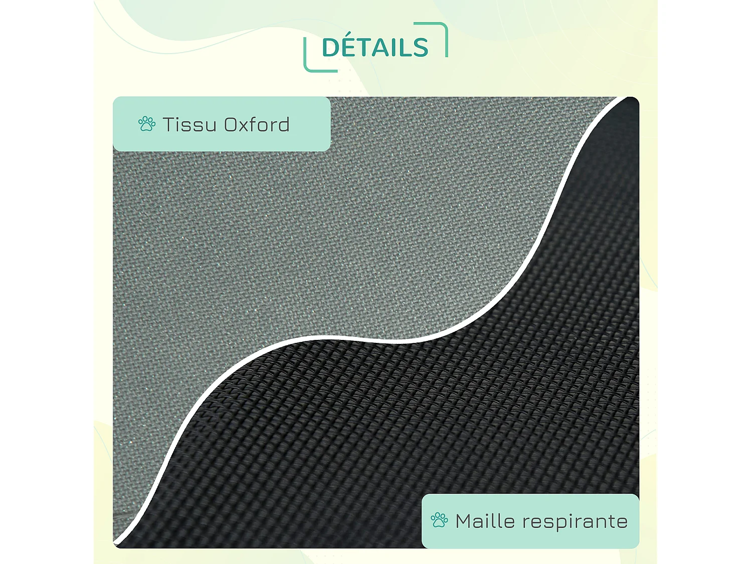 Lit pour chien chat sur pied velum anti-UV tissu Oxford micro-perforé sac transport inclus gris