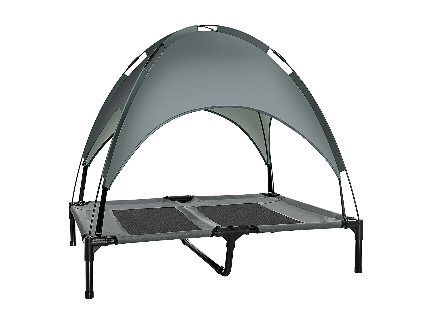 Lit pour chien chat ur pied lit de camp lit urélevé rafraîchiant velum anti-UV Oxford micro-perforé paraol et ac de tranport inclu dim. 92L x 76l x 90H cm gri noir