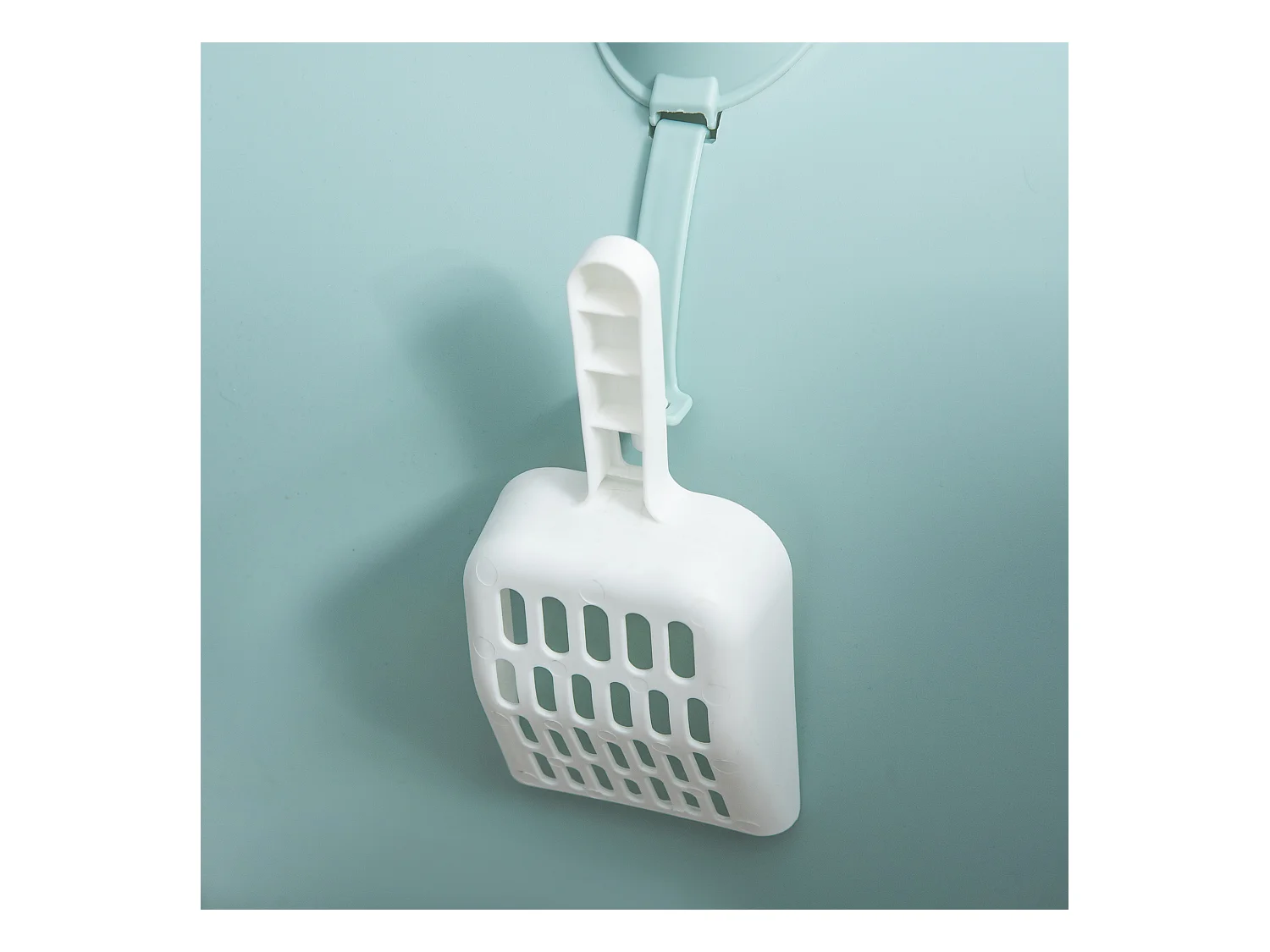 Maison de toilette bac à litière pour chat avec porte battante, pelle et filtre inclus dim. 43L x 44l x 47H cm PP bleu