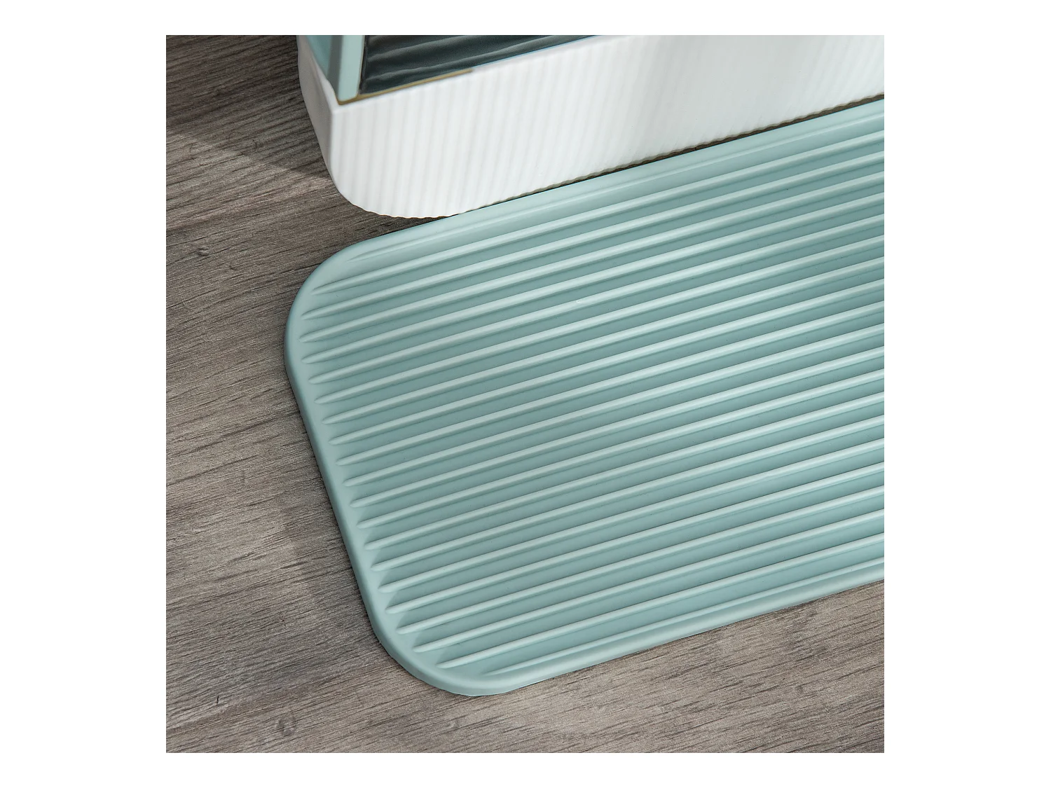 Maison de toilette bac à litière pour chat avec porte battante, pelle et filtre inclus dim. 43L x 44l x 47H cm PP bleu