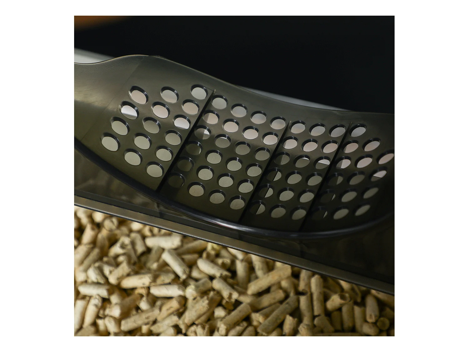 Maison de toilette chat design maison - bac à litière - tapis, poignée, pelle, filtre, tiroir inclus - PP blanc noir gris