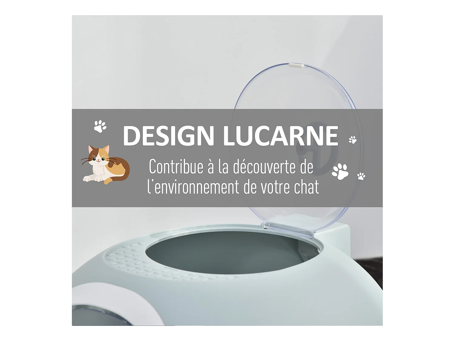 Maison de toilette portable pour chat tiroir à litière coulissant porte battante lucarne + pelle fournis dim. 47L x 55l x 44H cm bleu