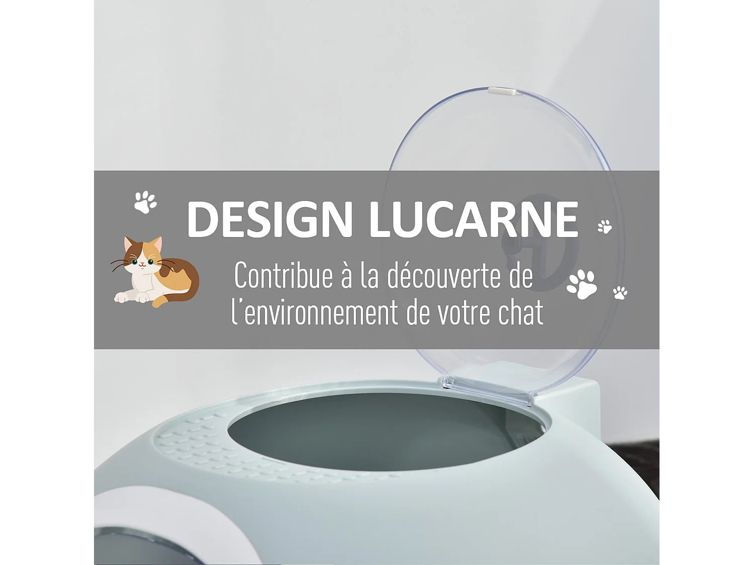 Maison de toilette portable pour chat tiroir à litière coulissant porte battante lucarne + pelle fournis dim. 47L x 55l x 44H cm bleu